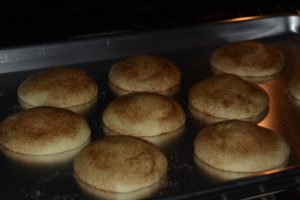 Snickerdoodle Cookie balls flattening out as they bake