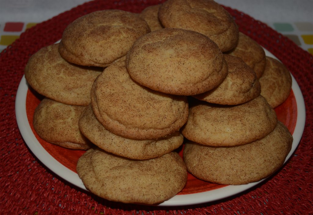 Fresh made Snickerdoodle Cookies on Serving Dish