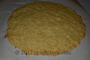 Baked cauliflower pizza crust cooling