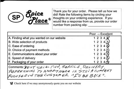  Scan of Business Reply Card for comment 18. 