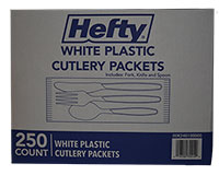  Hefty White Plastic Cultery Packets 250 count 