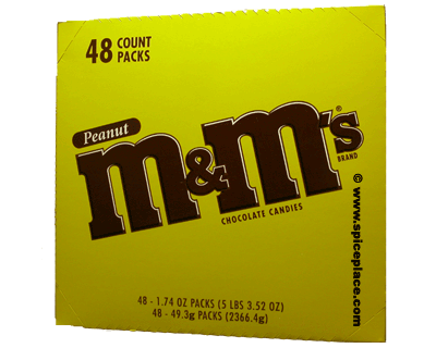 M&M's Peanut Candies, Carton of 48 1.74oz 49.3g packs $64.22USD - Spice  Place
