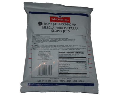 Picture of Pouch of McCormick Sloppy Joes Seasoning Mix (6 pouches in case)